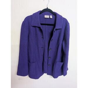 Chico’s 100% Wool Jacket Purple Size 2 (size 12) Classic Warm Textured Style